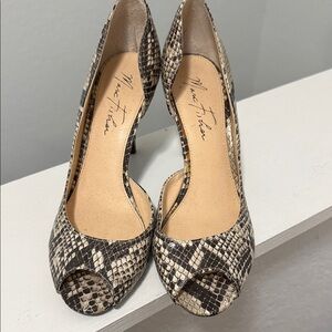 Marc Fisher Snakeskin Peep-Toe Heels